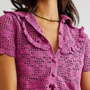 Crochet Lace Sweater - Mauve